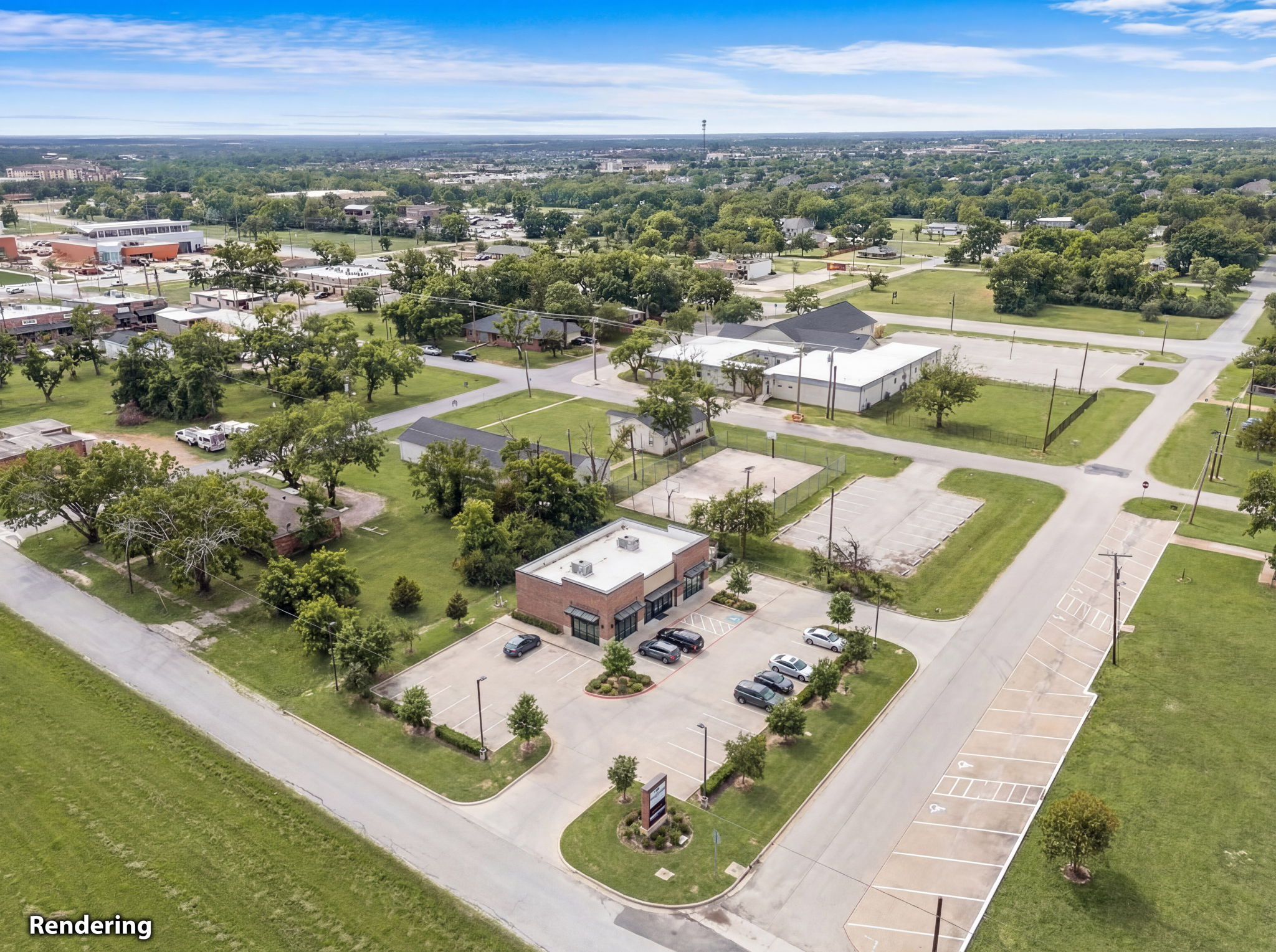 Architectural rendering — commercial retail building on the lot