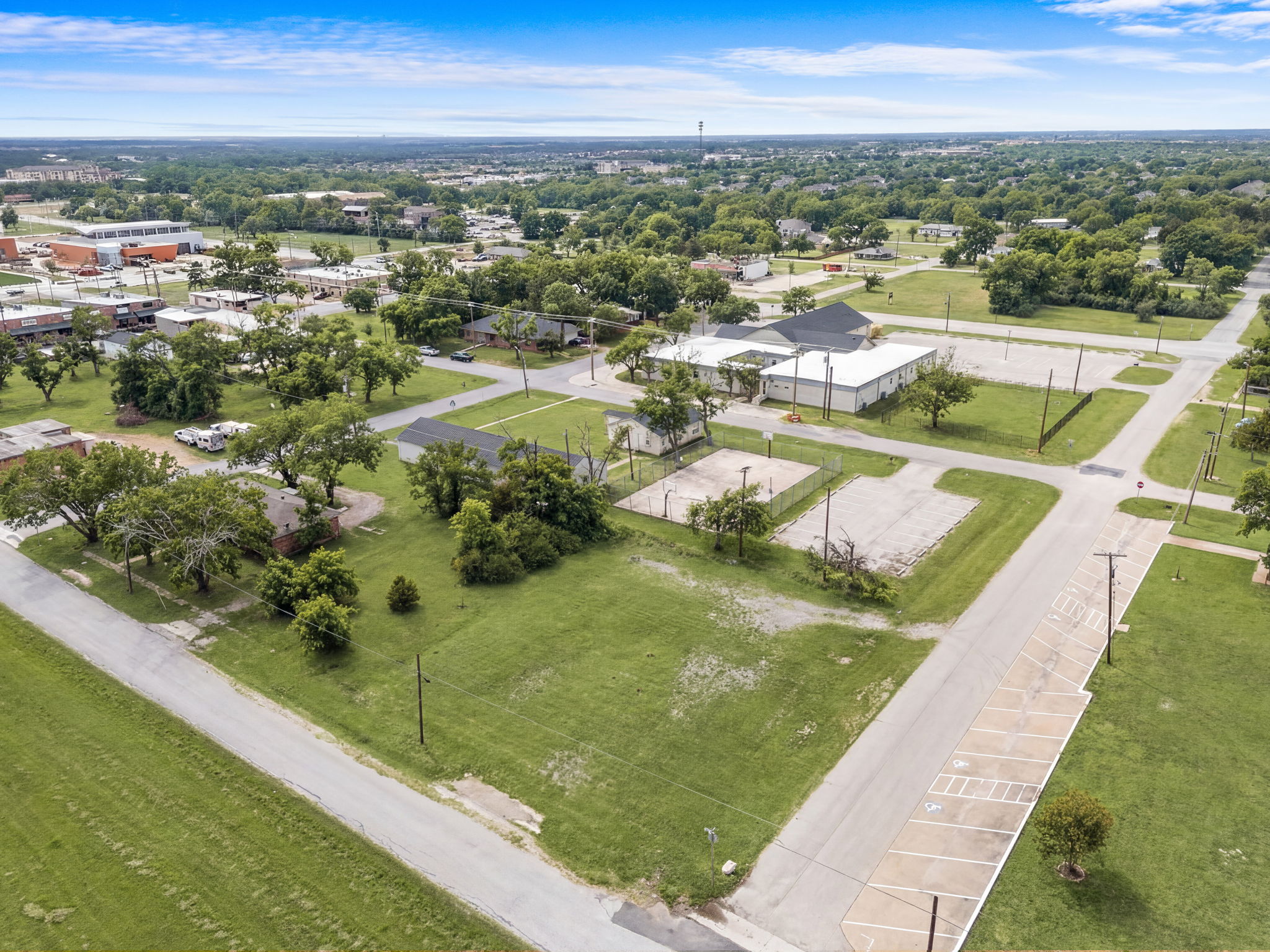Wide aerial showing proximity to Anna City Hall and Community Library